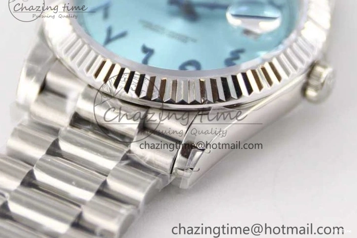 MiroTime 0219 Comfortable Day Date 40mm SS 904L Steel TWF 1:1 Best Edition Ice Blue Arabic Dial on SS Bracelet A 2357